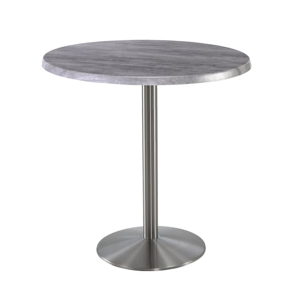 42" Tall OD214 Stainless Steel Table Base 22" Diameter 36" Diameter Greystone Top